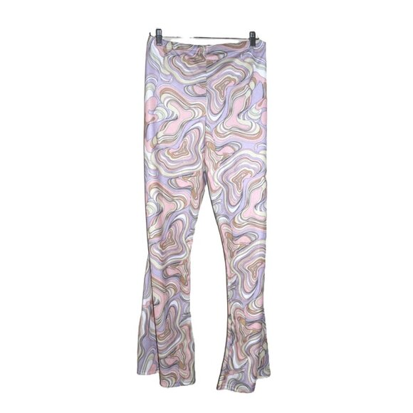 nwt NASTY GAL Marble-Print High-Waisted Pull-On Flare Pants - Plus Size 18 - Picture 7 of 13